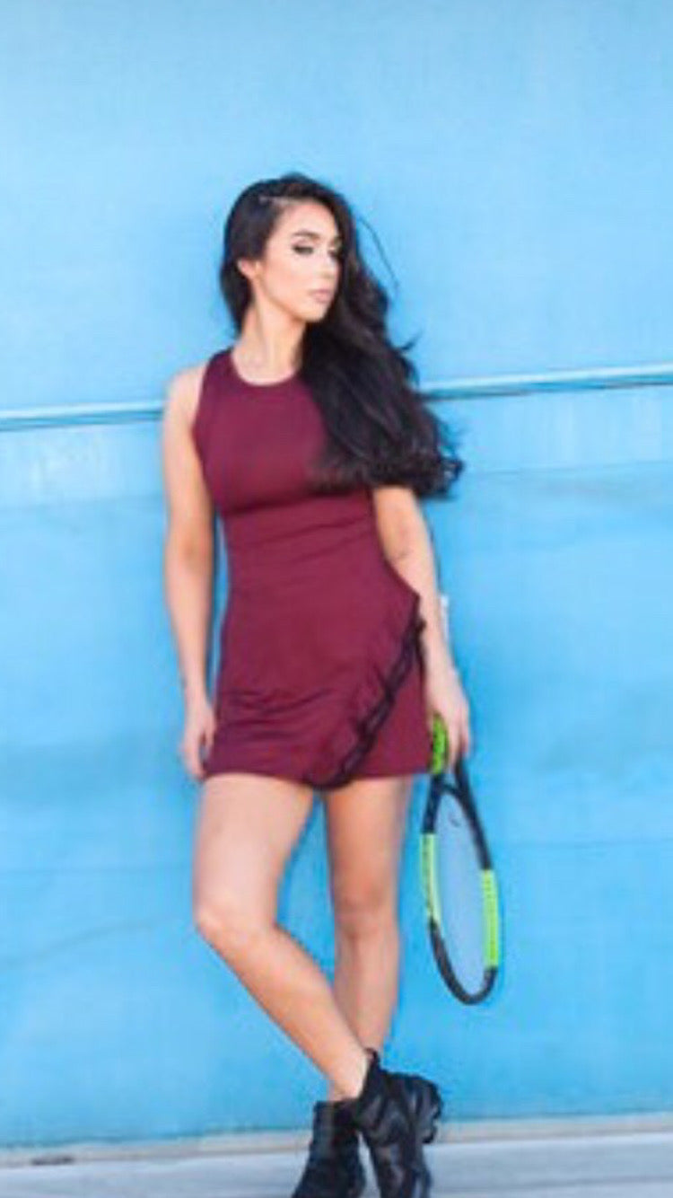 Burgundy Ruffle Dress