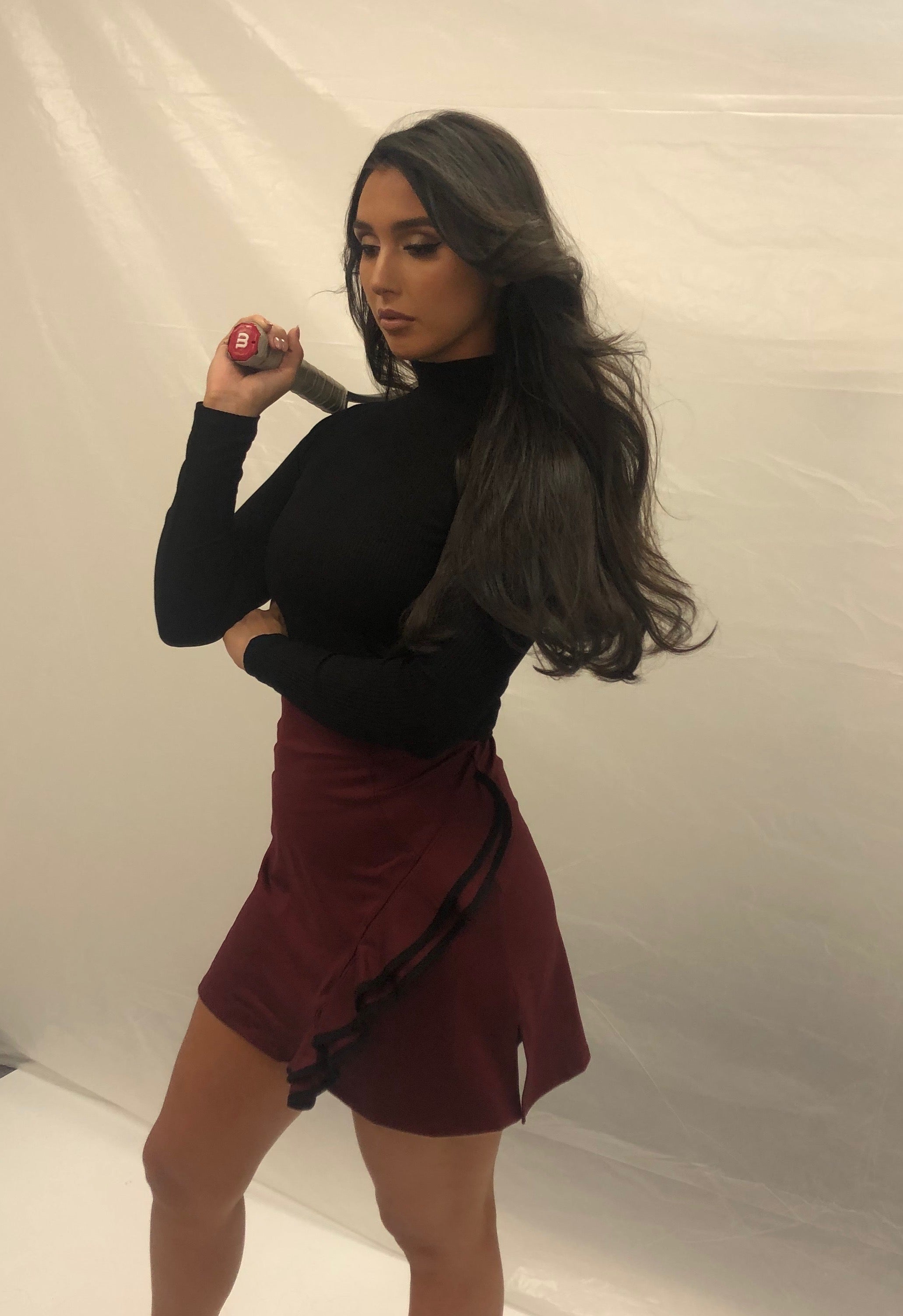 Burgundy Ruffle Dress